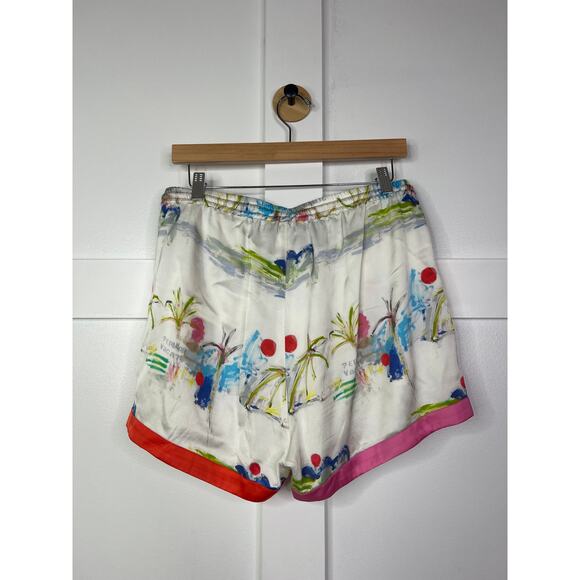 NEW Kerri Rosenthal Blair Printed Shorts Satin White Multicolor Size: Medium - Picture 7 of 8